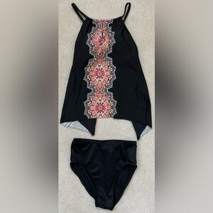 MIRACLESUIT 8 Swim Set, Black Halter Style Bikini Too with high rise Bottoms